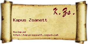 Kapus Zsanett névjegykártya